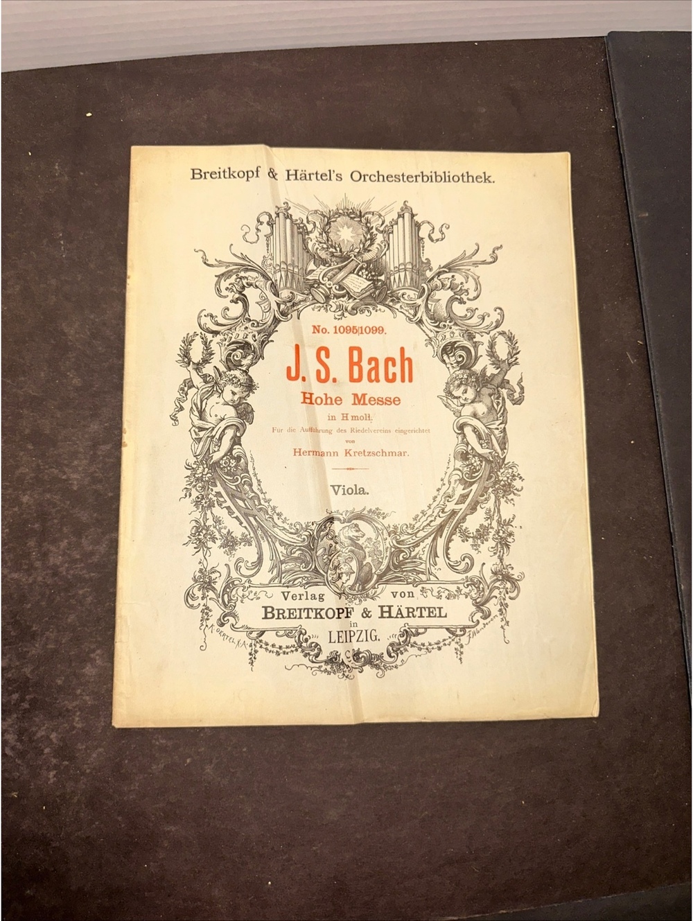 Antique 1899 J.S. Bach Hohe Messe B Minor Viola Breitkopf Hartel Sheet Music
